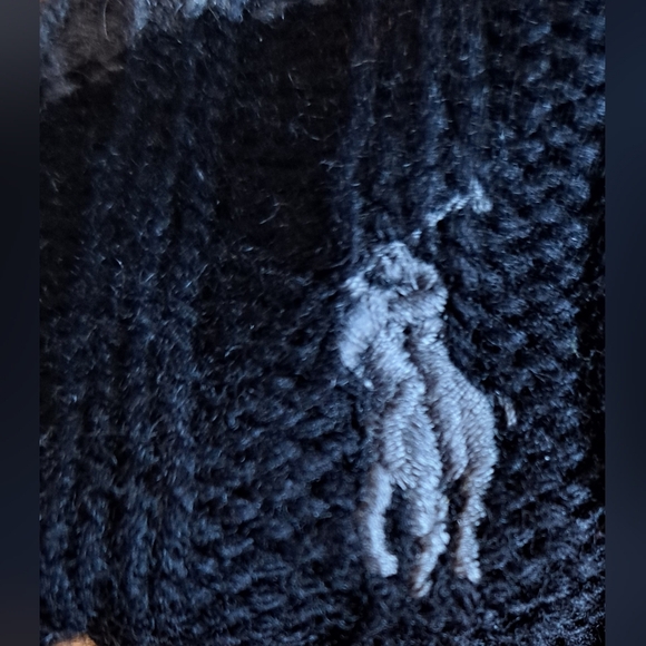 NWOT Polo Ralph Lauren Black & Grey Ribbed Wool Blend Unisex Beanie Hat Cap - Picture 5 of 6